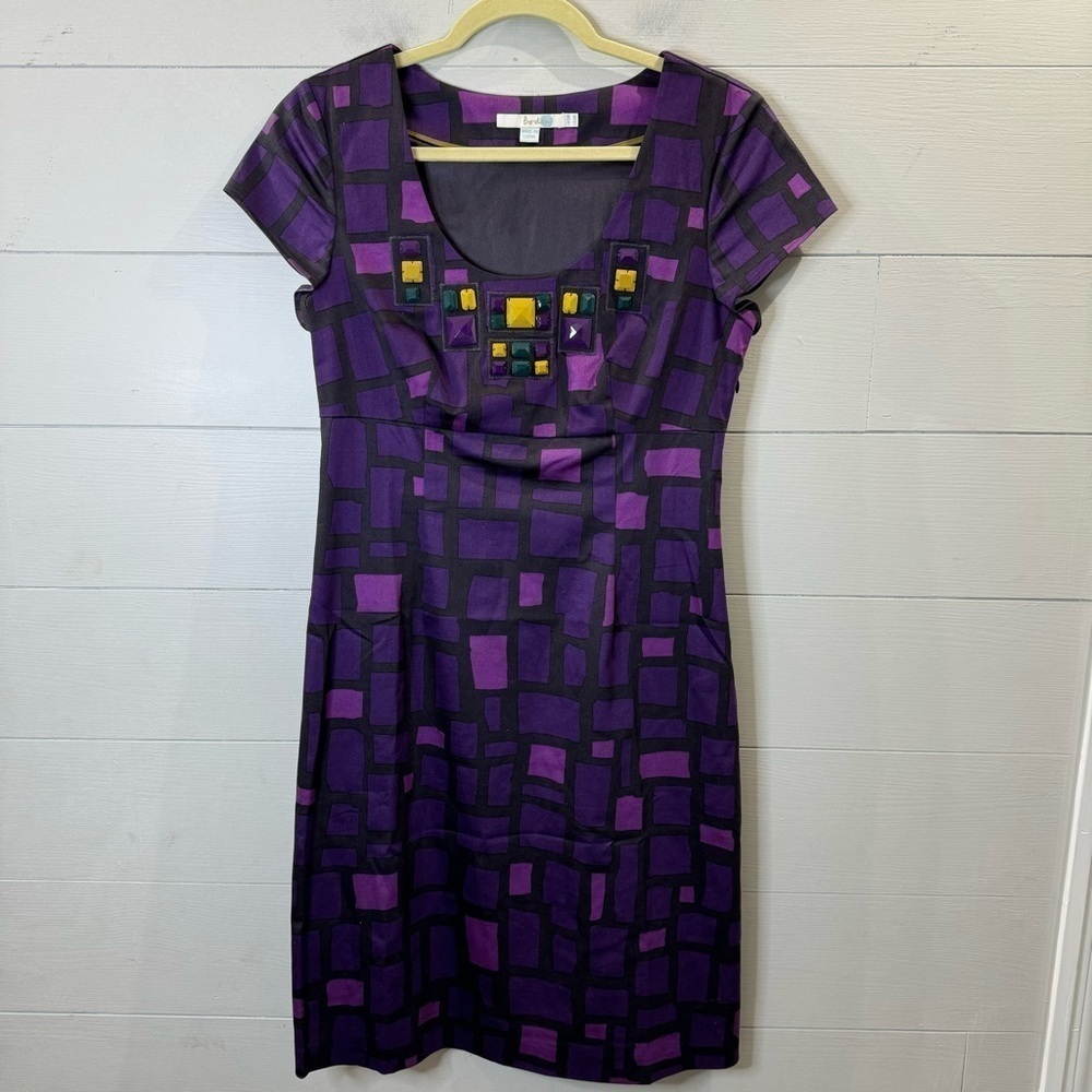 Boden Jewel Embellished Purple Multi Shift Size 10